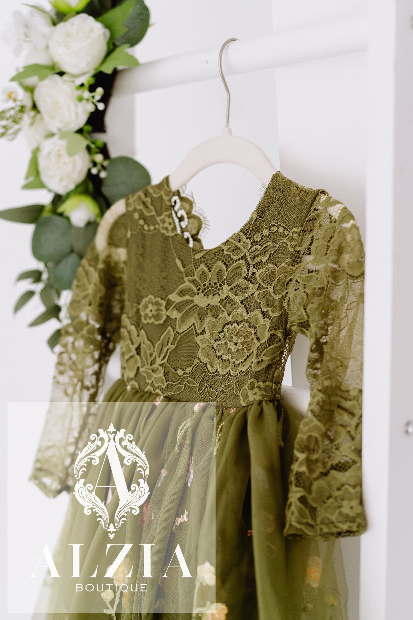 Light Blue Floral Embroidered Tulle Dress – Knee Length | 3 Sleeve Styles | Wildflowers Collection
