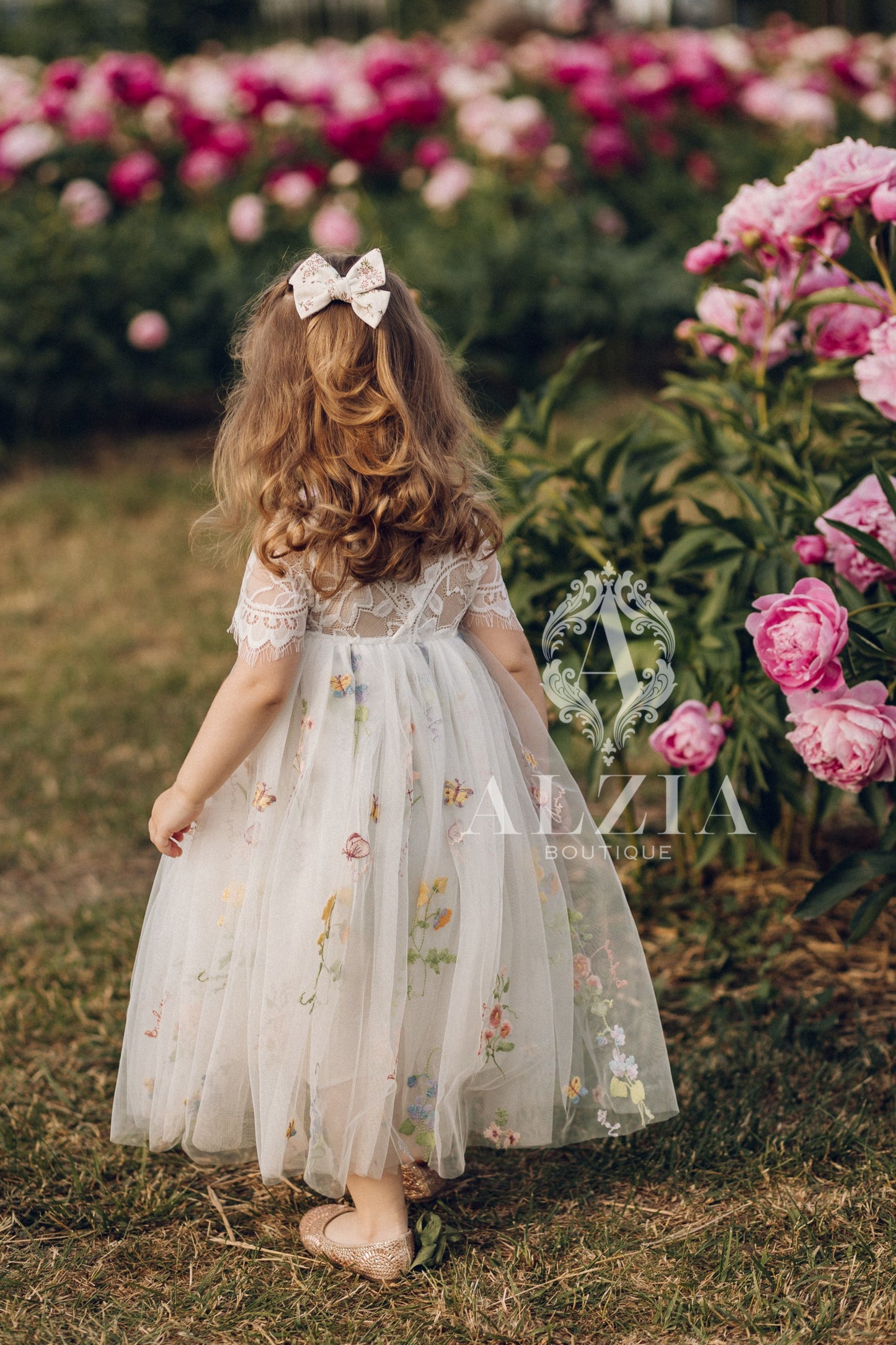 white dress with flowers embroidered White Floral Embroidered Tulle Dress – Wildflowers Collection – Alzia Dresses