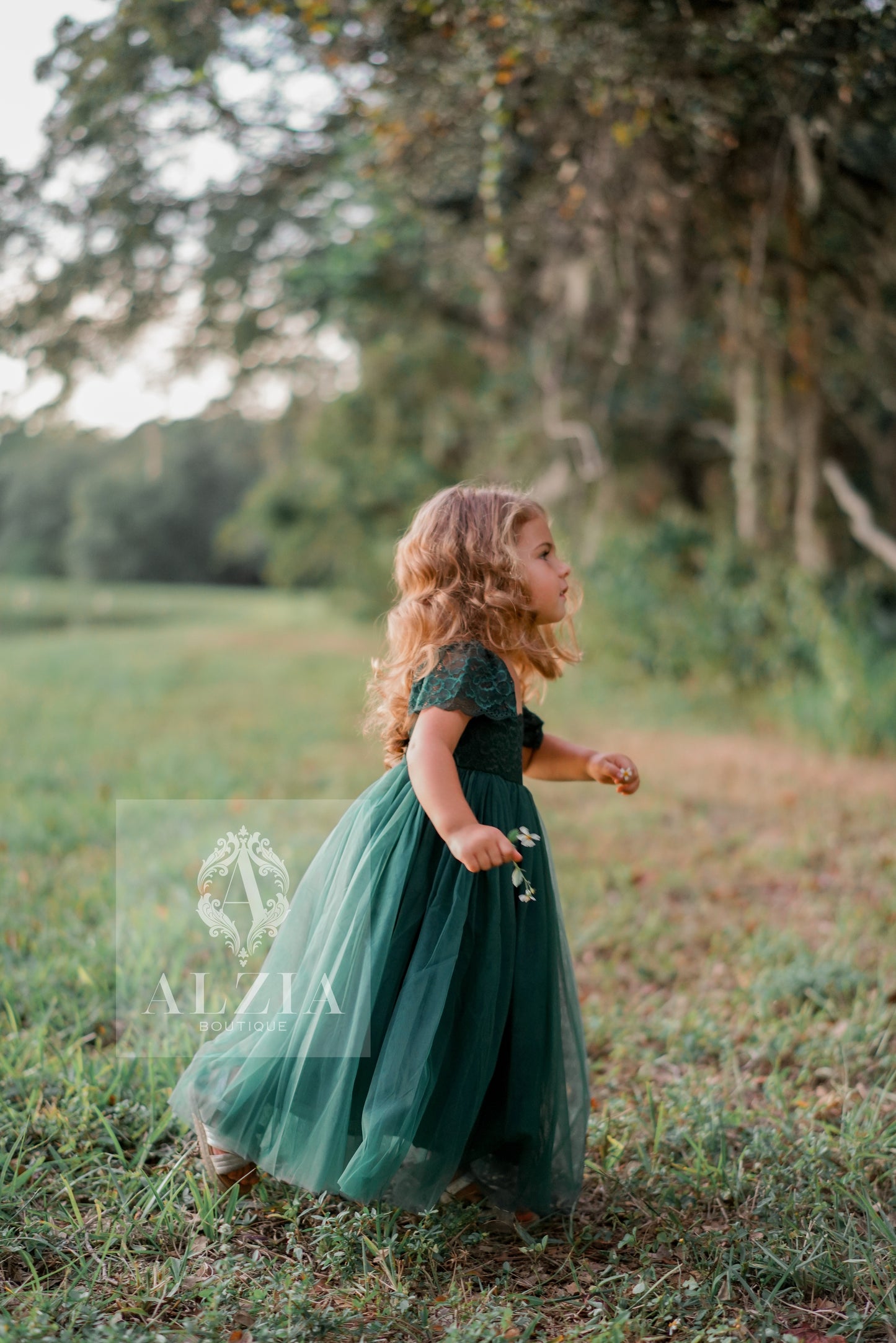 Emerald Green Tulle Lace Party