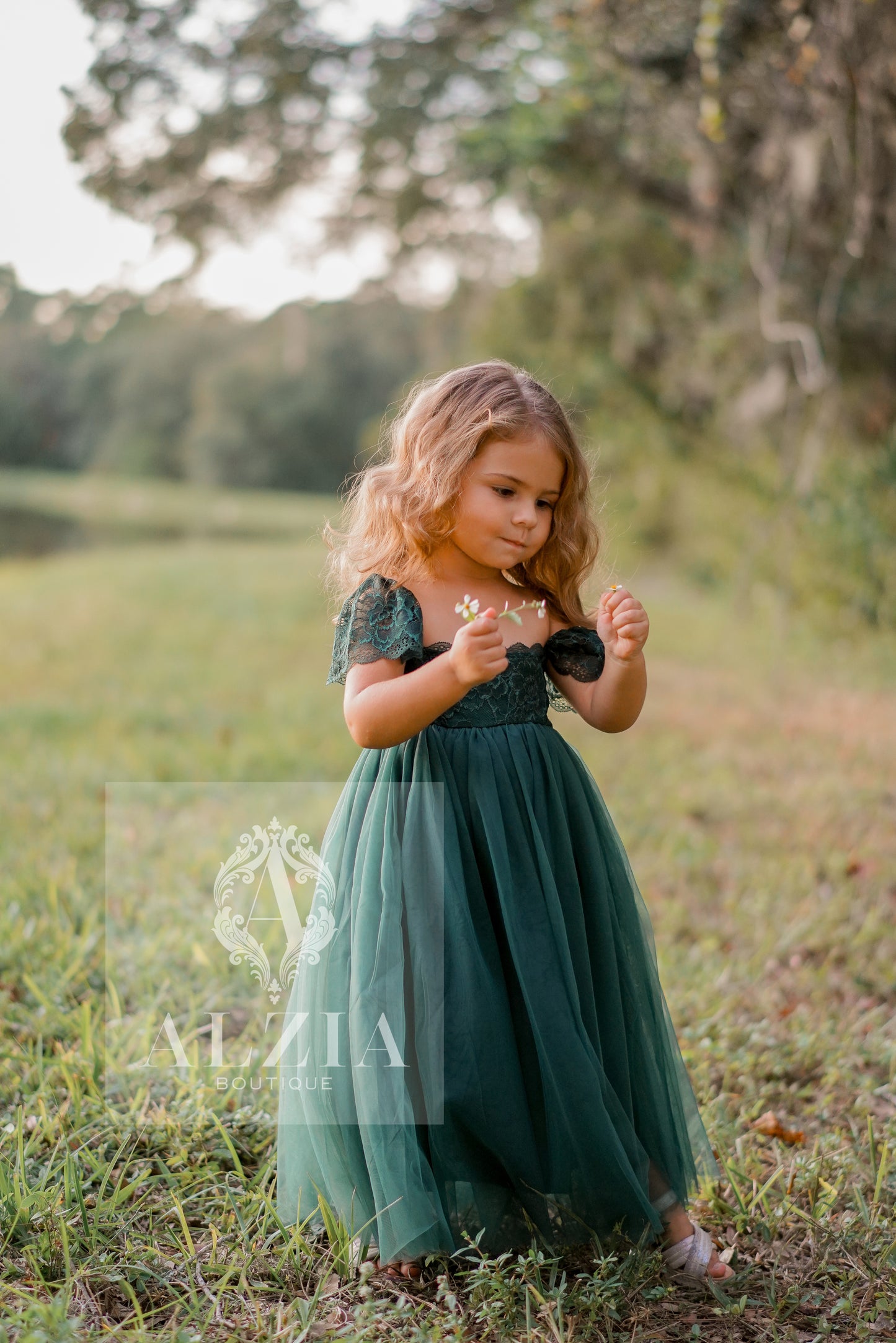 Emerald Green Tulle Lace Party