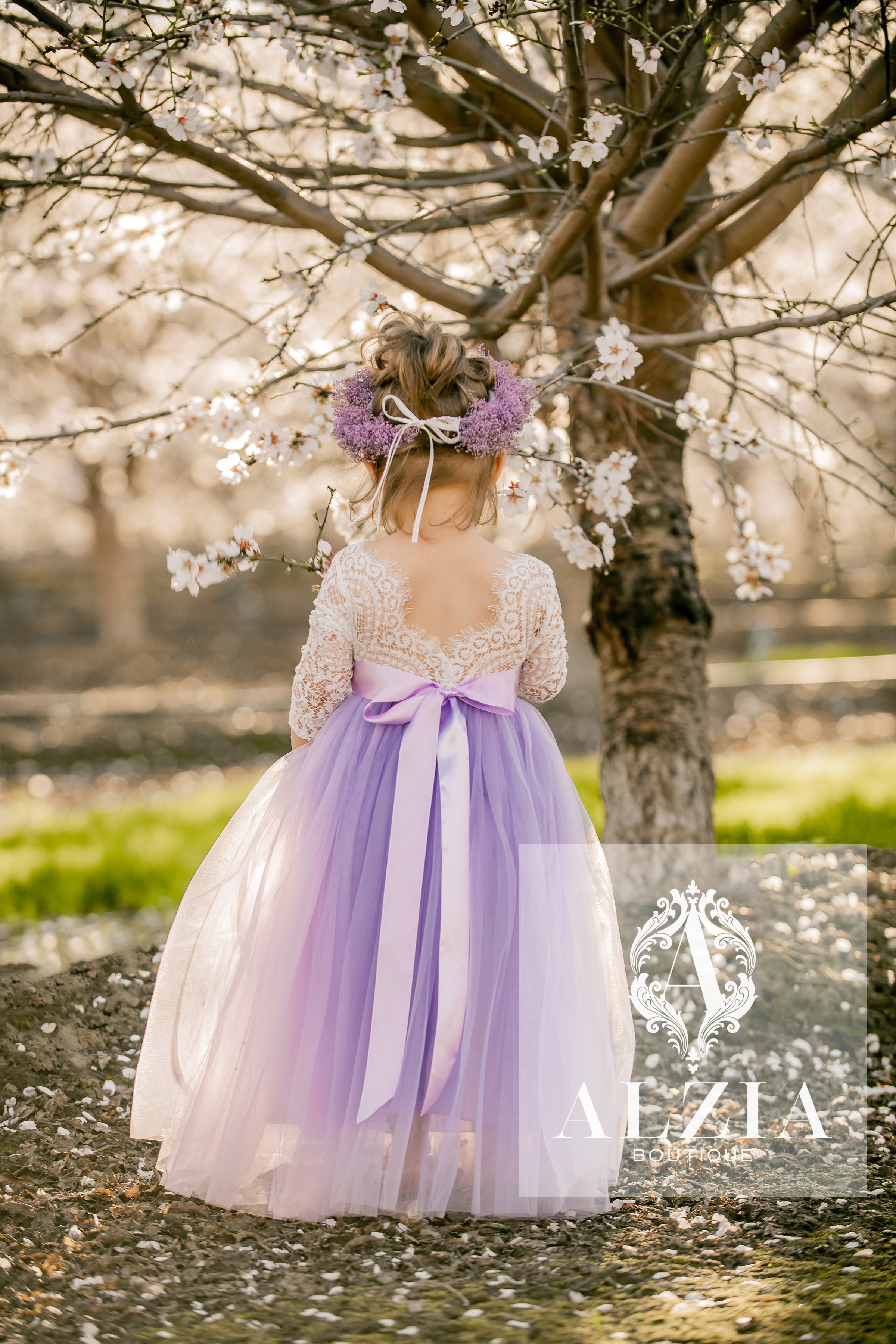 Aubergine flower girl dresses on sale