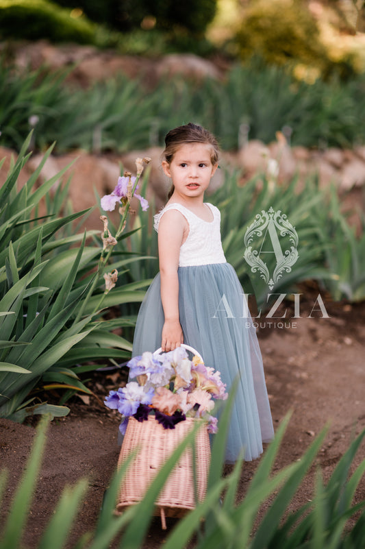 Dusty Sage Green Tulle Dress Sleeveless