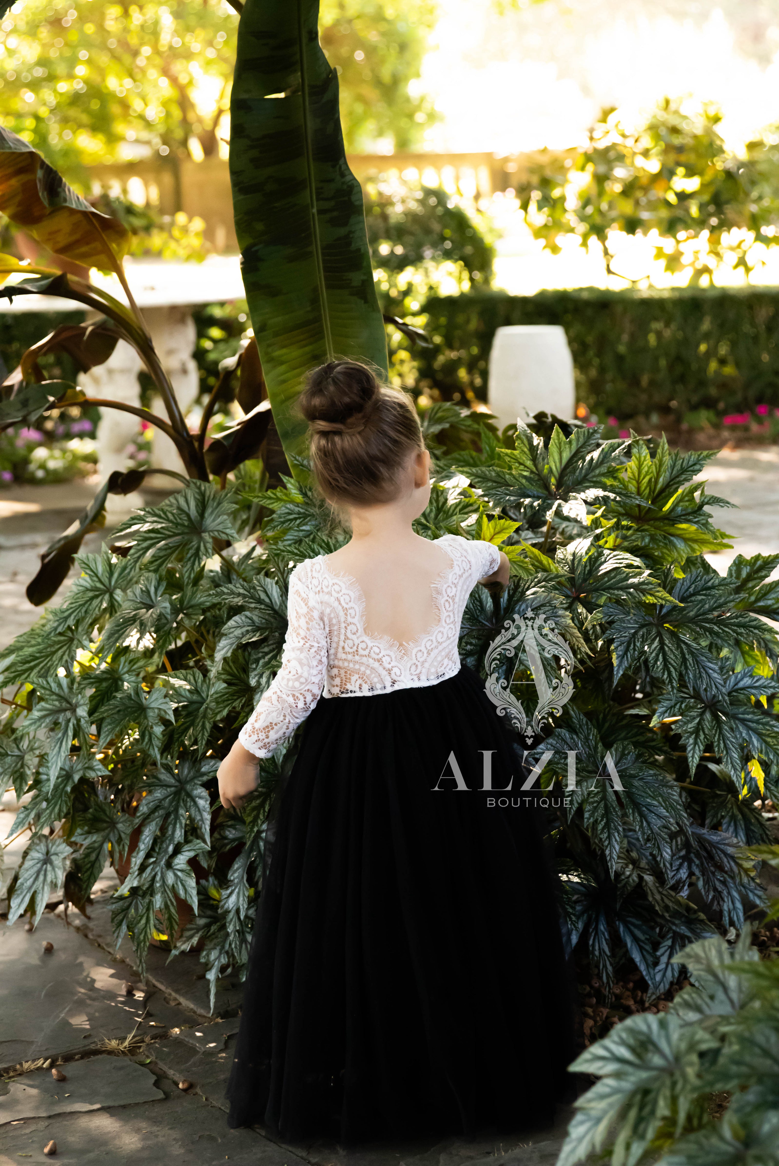 Black tulle flower girl dress online