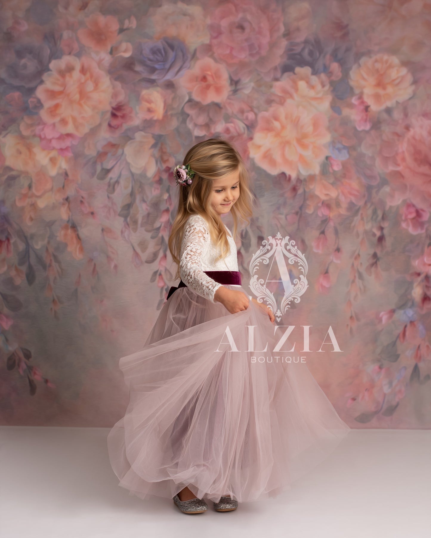 Dusty Mauve Tulle Flower Girl Dress