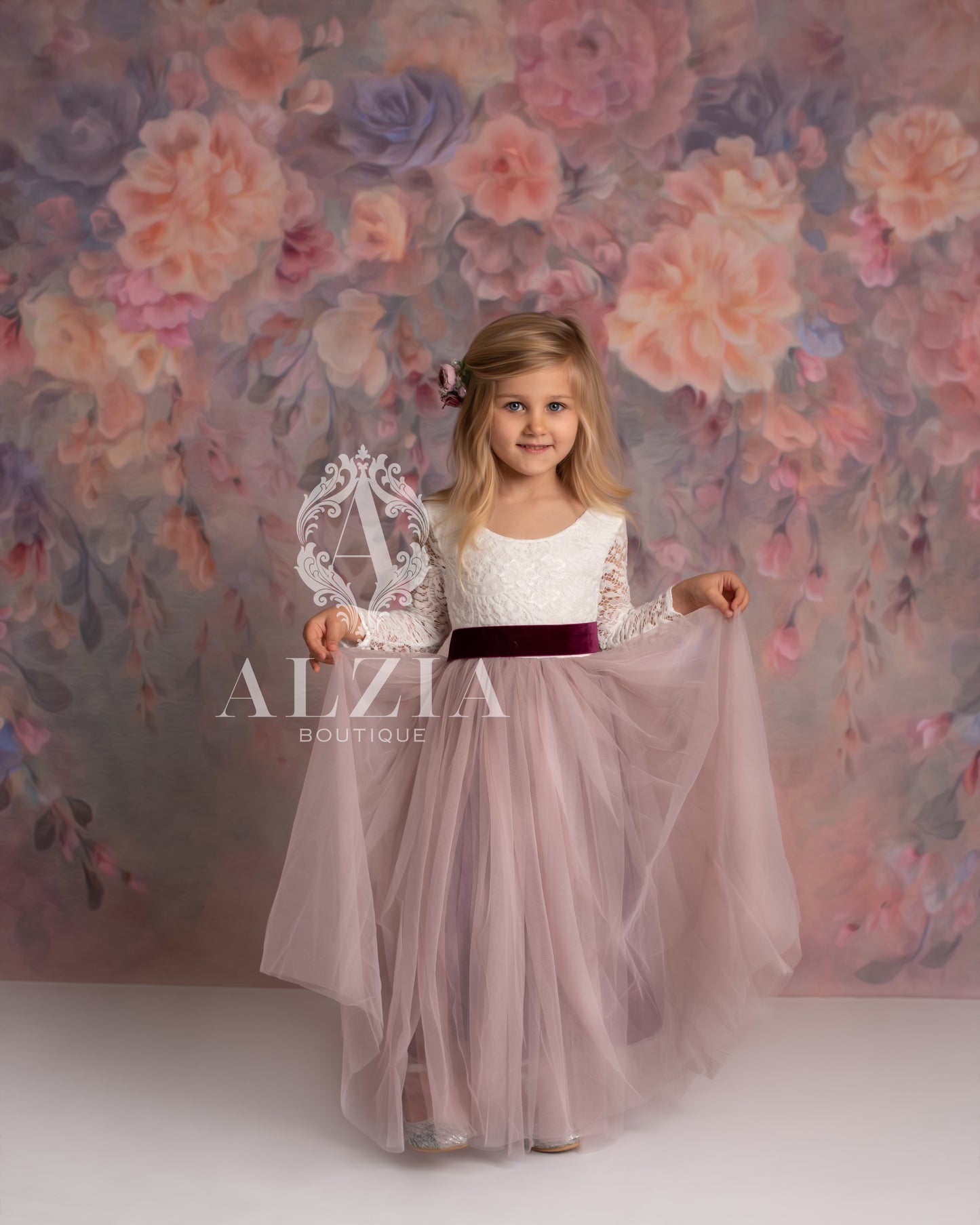 Dusty Mauve Tulle Flower Girl Dress