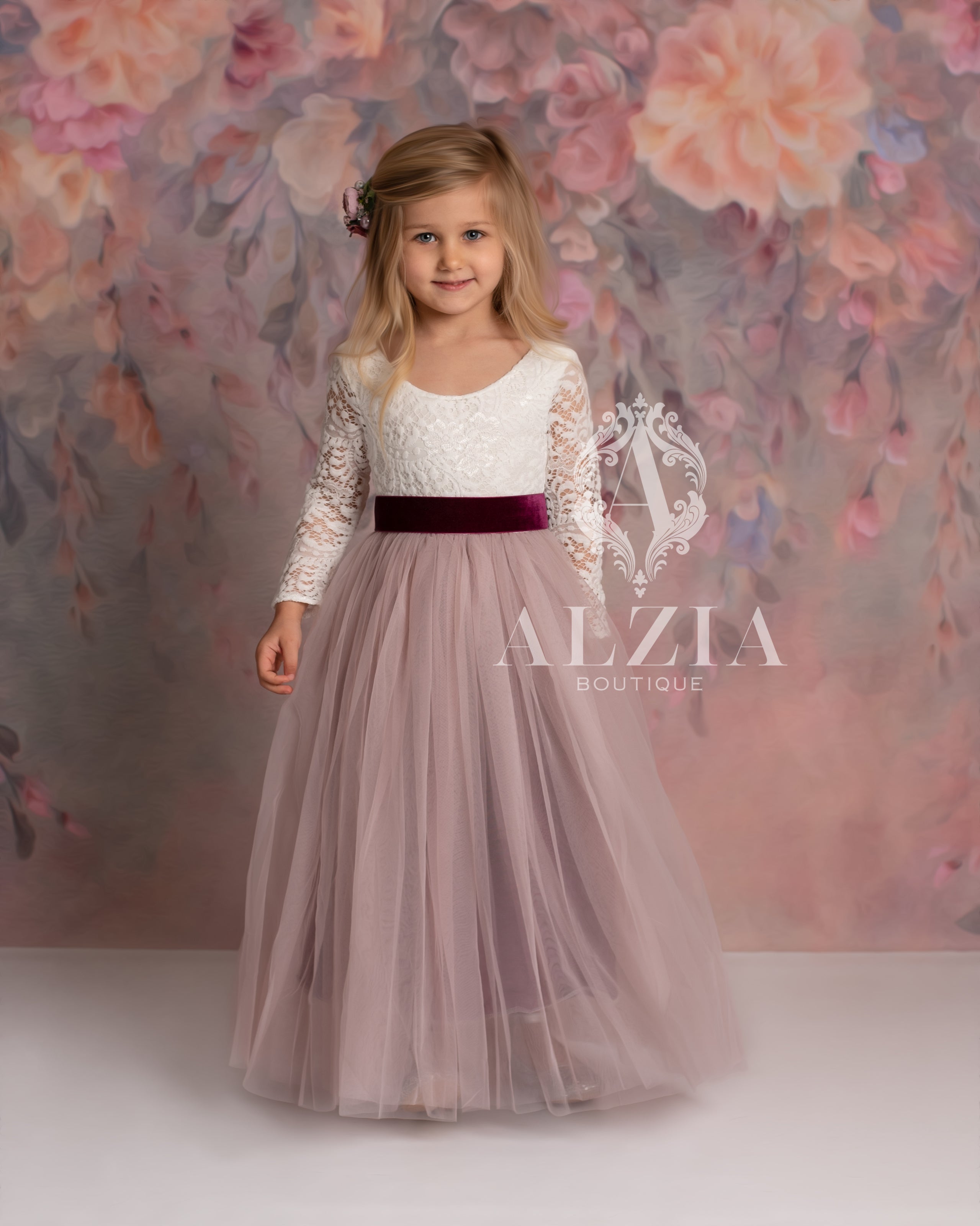 Mauve flower girl dress online