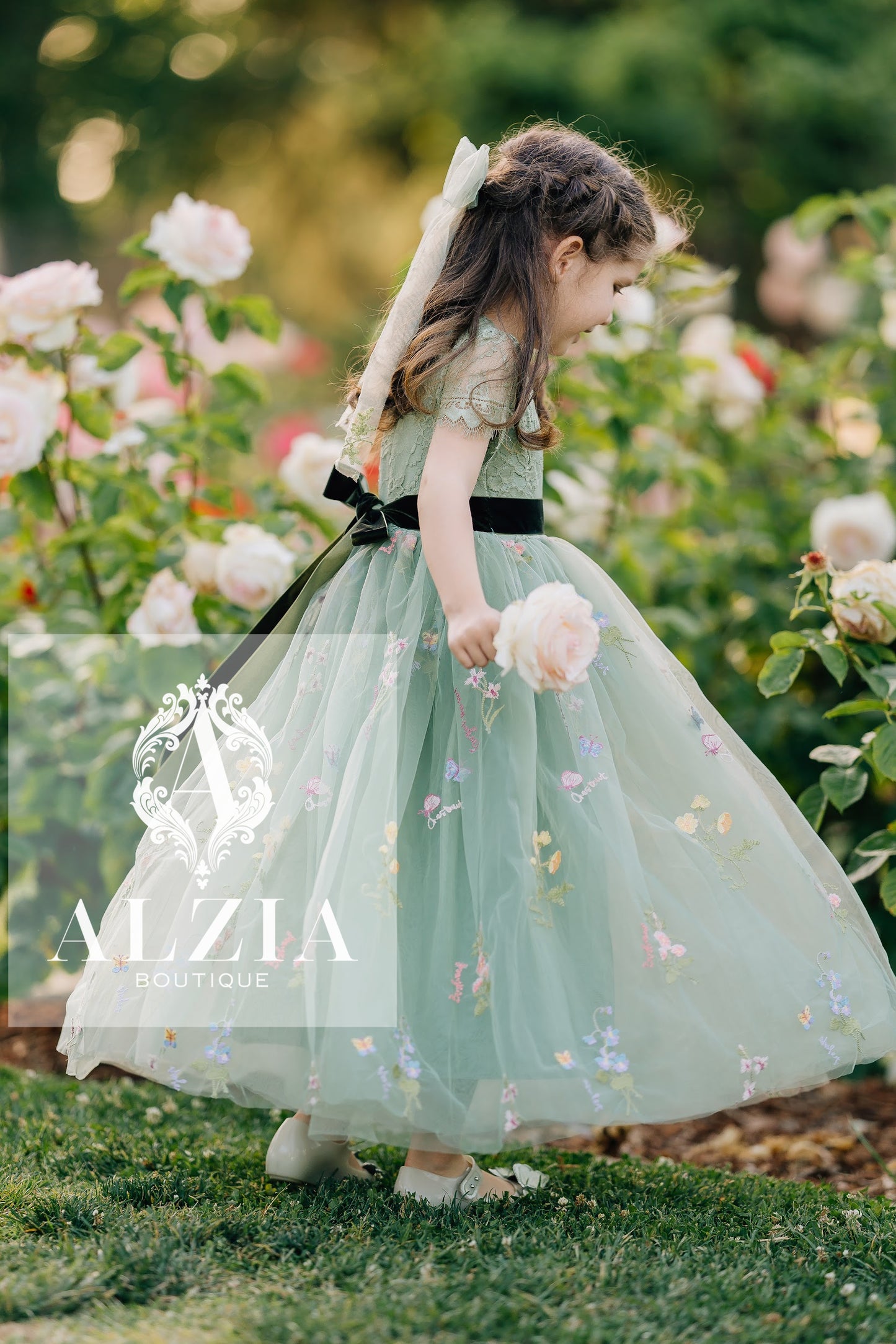 Sage Green Flower Girl Dress