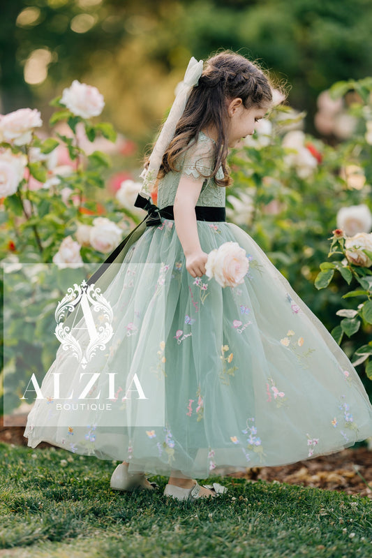 Sage Green Flower Girl Dress