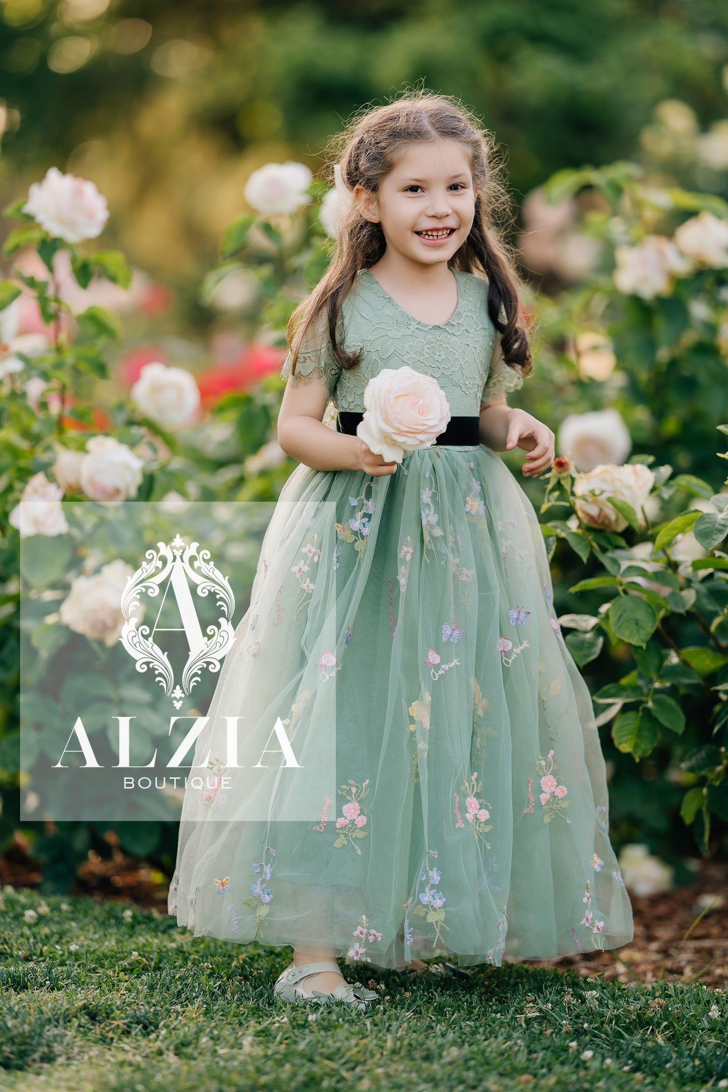 Sage Green Flower Girl Dress