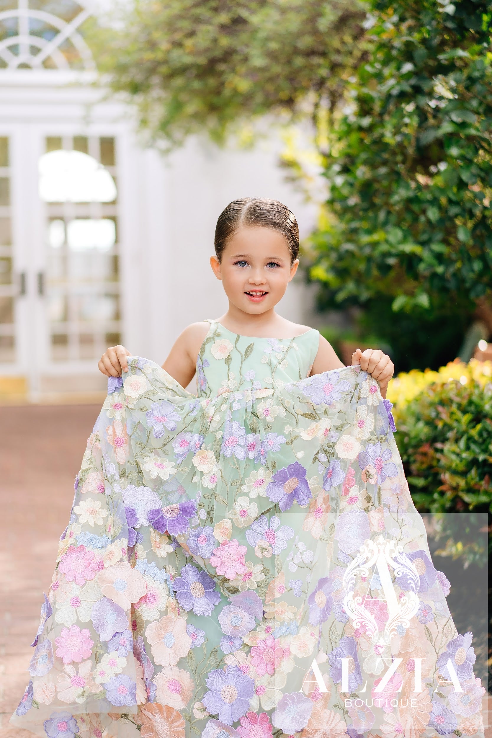 mint green flower girl dress White Lace Flower Girl Dress, Mint Green Tulle Wedding Gown for Girls, Romantic Long Sleeve Aqua Dress