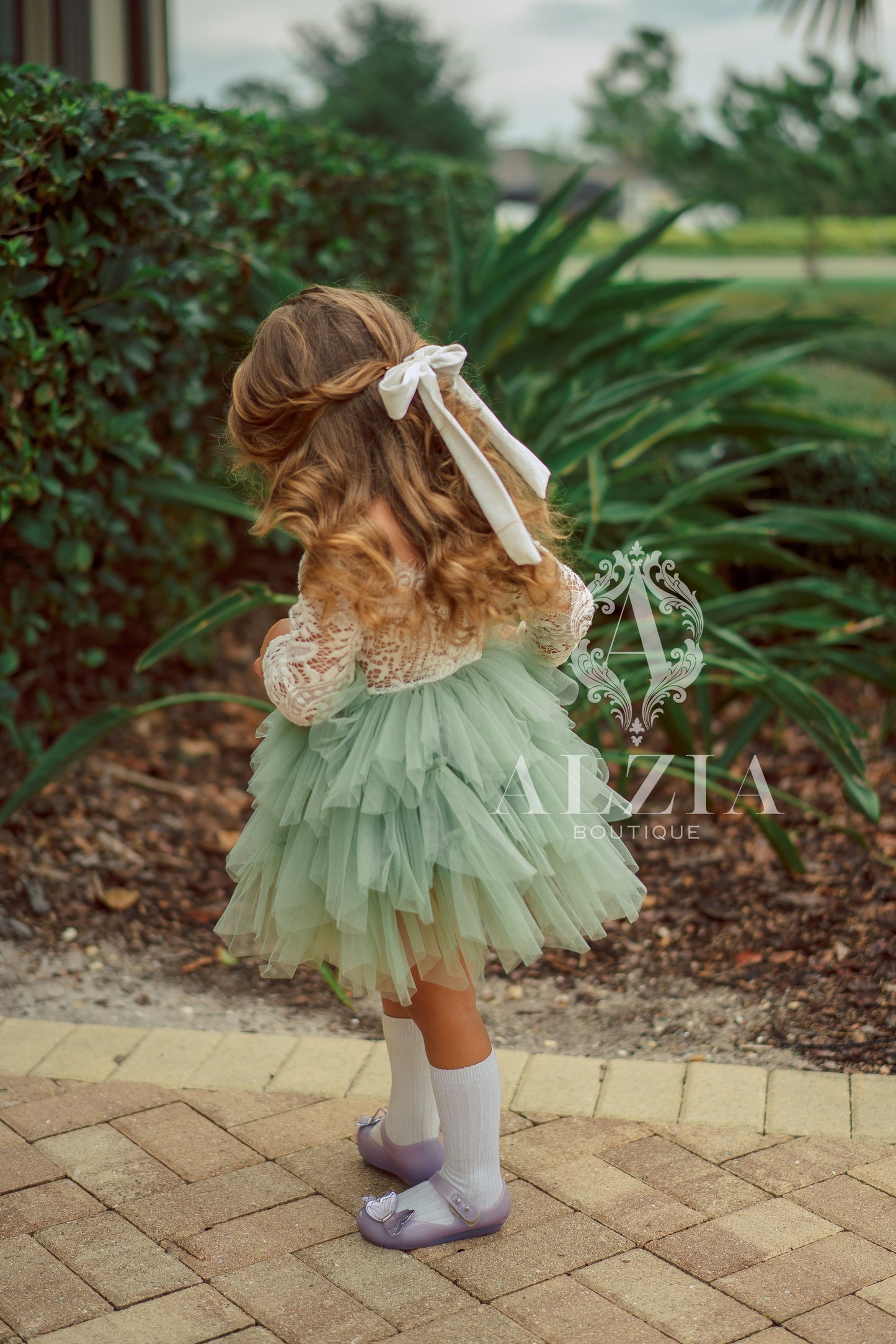 Sage Green Lace Tutu Style Dress