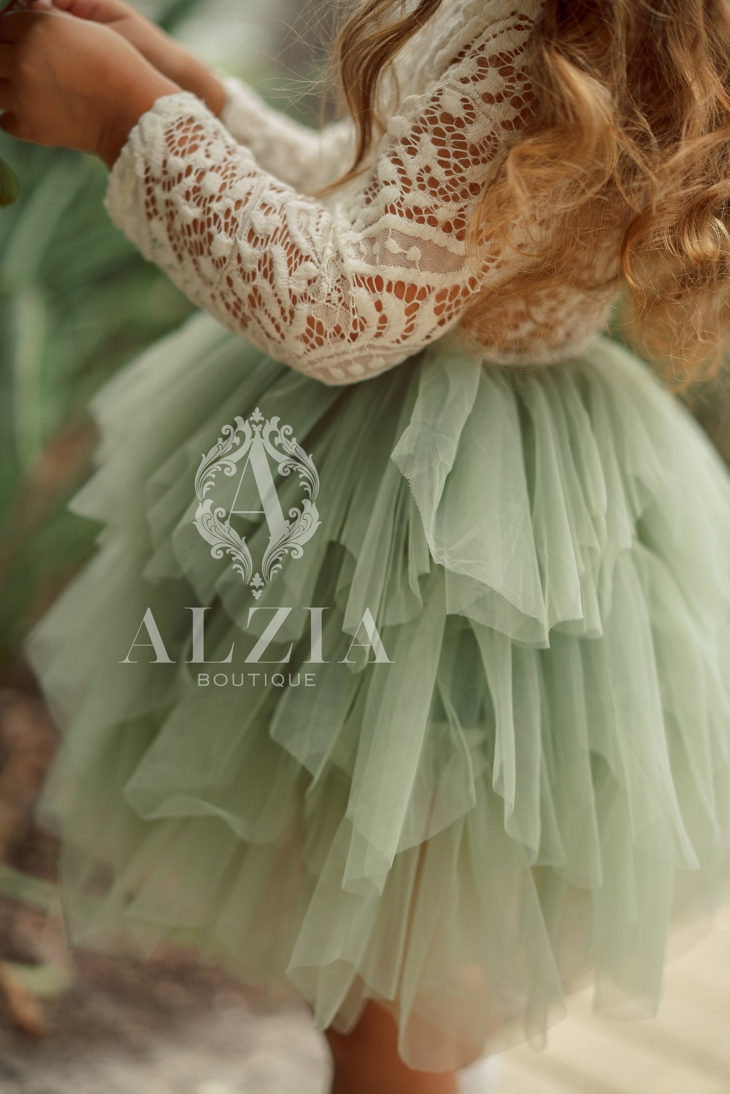 Sage Green Lace Tutu Style Dress