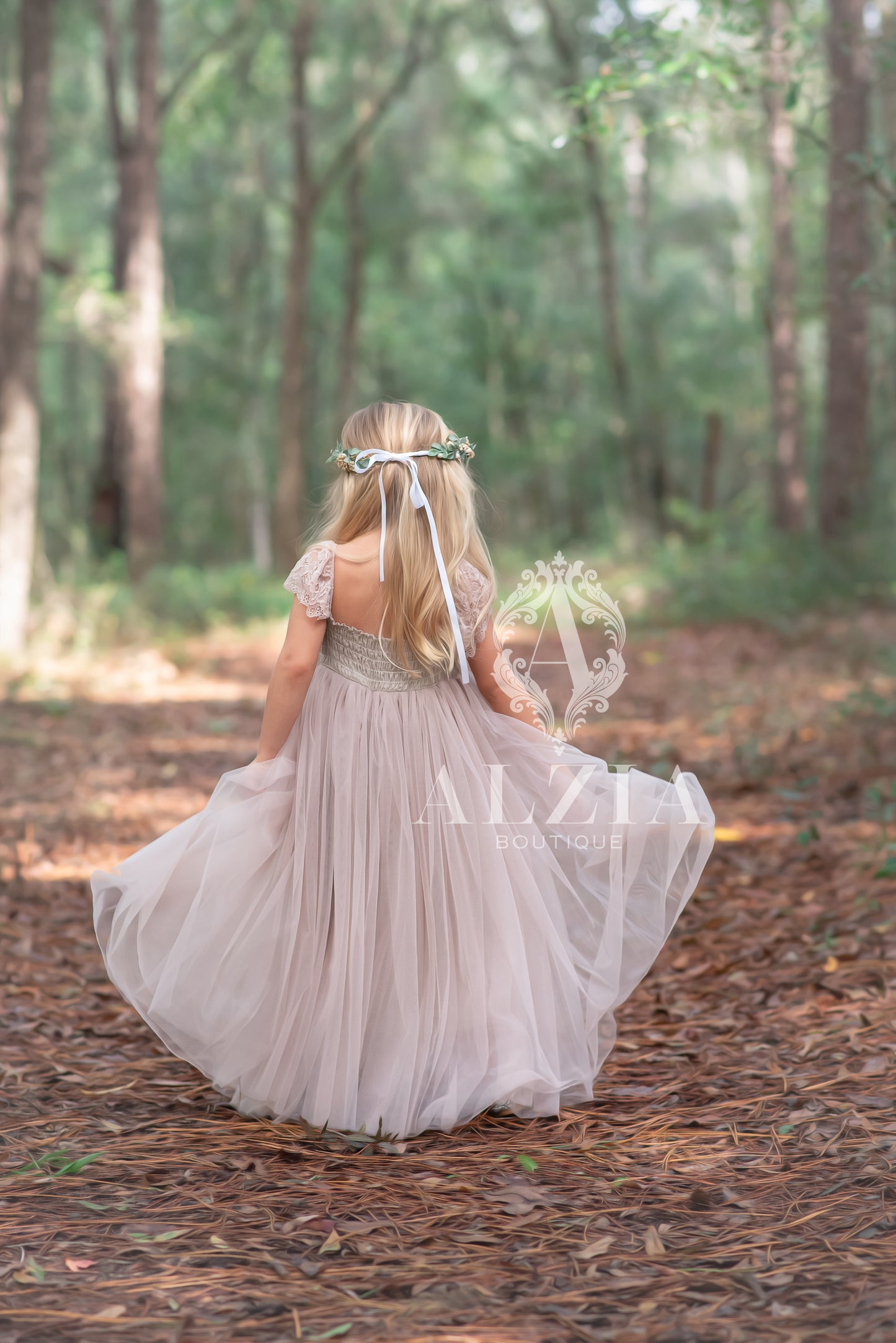 Taupe Tulle Lace Party