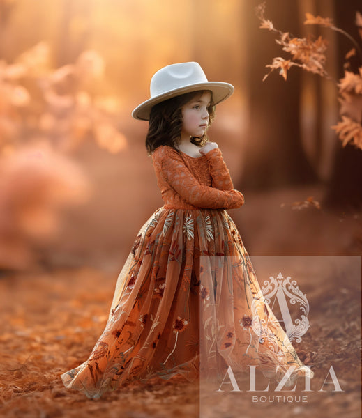 Burnt Orange Flower Girl Dress